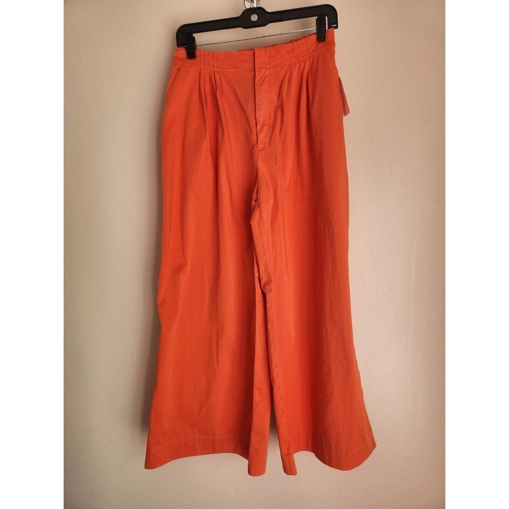 Anthropologie Wide-Leg Pants in Vibrant Orange - Picture 2 of 13